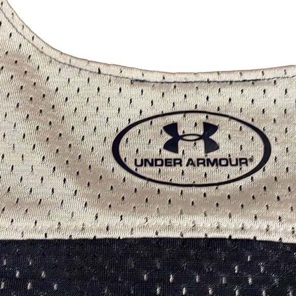 EUC Under Armour Reversible White/Navy Blue Wide Arm Mesh Tank/Pinny - Youth XS - Picture 5 of 7